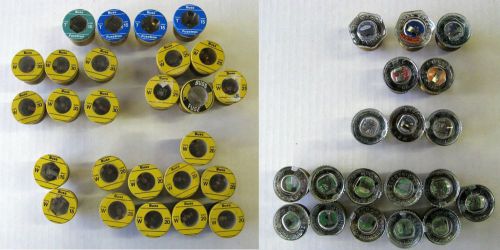 LOT OF 45 - GLASS FUSES, BUSS FUSES TYPE T &amp; TYPE W, THREADED, HOUSEHOLD