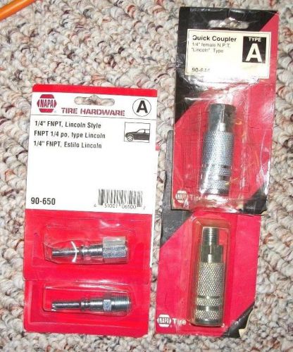 Quick connect air fittings - 1/4&#034; npt - lincoln style - 4 pc. assortment for sale