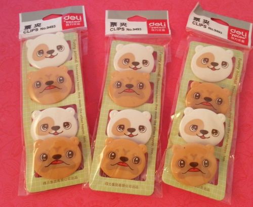 3 pack lot-pug/bear paper clips*korean stationary filofax*us seller*cute and fun for sale