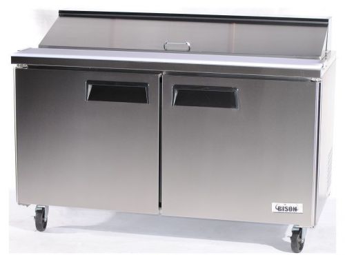 Bison stainless 48&#034; (2) door mega top  salad prep table bst-48-18 pan !! for sale