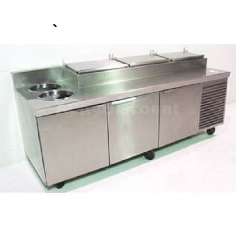 Randell  92&#034; commercial 3 door refrigerated/ cooler sandwich or pizza prep table for sale