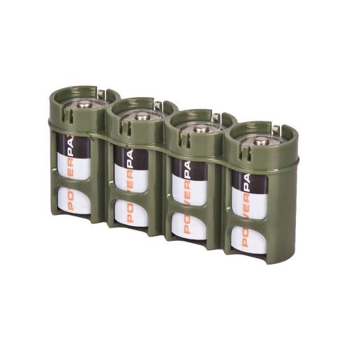 NEW Storacell Powerpax C Battery Caddy, Military Green, 4-Pack
