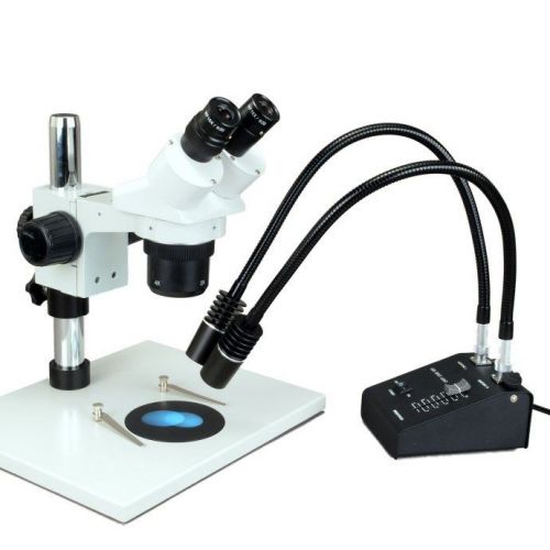 Binocular stereo microscope20x-80x+6w led dual gooseneck light assembly lines for sale