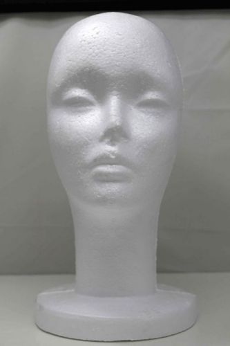 Female Styrofoam Foam Mannequin Head Hat Wig Stand Display - Plastic Bag Pack