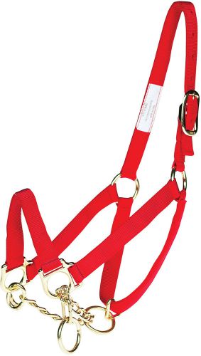 Adjustable 1&#034; Nylon Cow Control Halter with Chain (Heifer Size) Red