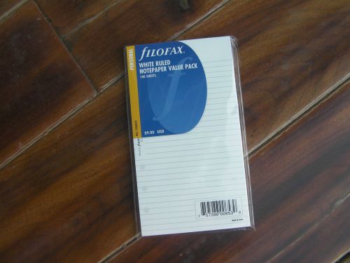 FILOFAX Personal White Ruled Note Paper- 100 Sheets - 133047