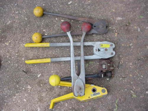 Assorted Old RUSTY DIRTY Acme &amp; Signode Steel Banding Strapping Crimper Tools