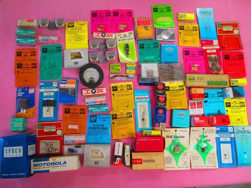 ELECTRONIC LOT Transistors, Resistors, Diodes, Gauges, More, Vintage Packaging