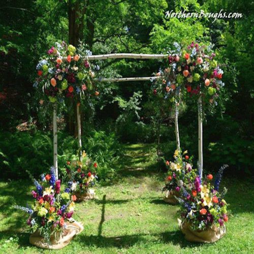 White Birch Chuppah Set (with stands)