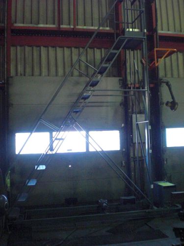 13 Step Table Lift Rolling Ladder - 1200lb Cap Hoist - 300lb Cap Lift Platform