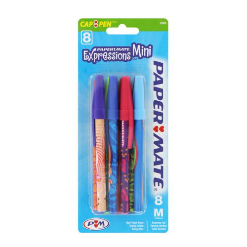 Paper Mate Expressions Mini Ballpoint Pens, Medium Point, Assorted, 8/Pack