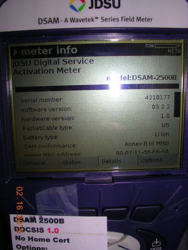 JDSU DSAM 2500B meter, Used, a arecent trade-in, Powers up. Replaced LCD, + batt