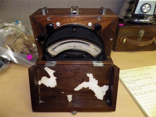 Vintage GE Millivoltmeter 3101 In Wood Case PBA112