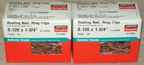 Simpson strong-tie copper 11 gauge ring shank roofing*flashing nails*2 lb*mib*nr for sale