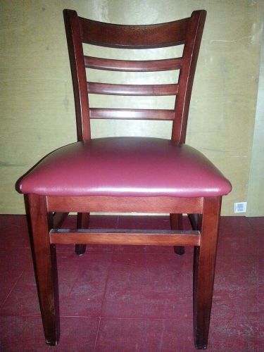 Lot of 10 commercial wooden walnut ladder back restaurant chair with  vinyl seat for sale
