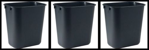 3 x Rubbermaid Soft Plastic Wastebasket Trash Can Black 3 1/2 Gallon (set of 3)