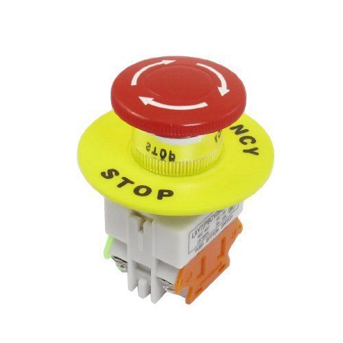 Red mushroom cap 1no 1nc dpst emergency stop push button switch ac 660v 10a new for sale