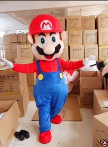 Adult size super mario mascot costume fancy dress lovely brothers suit for sale