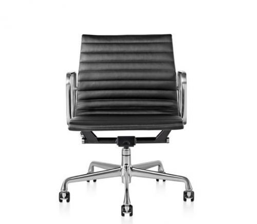 Herman miller eames &#034;aluminum group&#034; management chair - black leather for sale