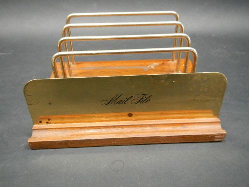 Vintage Wood Office Desk File Organizer Mail Sorter Tray Holder