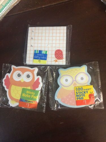 Set Of Old Target Owl Sticky Note Pad Lot Of 3