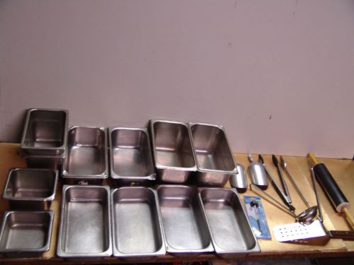 20 Stainless Steel HOTEL PANS &amp; UTENSILS Steam Table Inserts Catering Restaurant