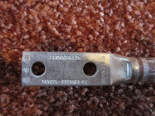 Burndy 2 hole YAV2CL-2TC14E1-FX non-insulated 2awg Brown die 10