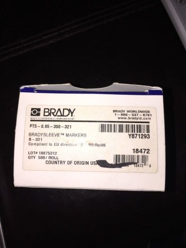 NIB Brady PTS-0.95-350-321 Bradysleeve Markers 500/Roll.  FREE SHIP