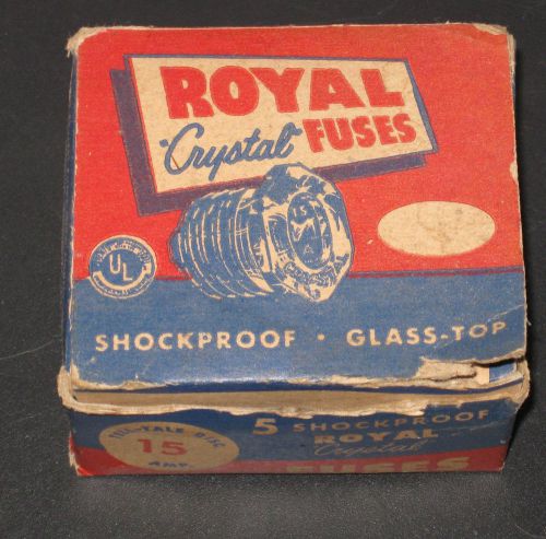 Vintage The Original Glass Top Fuses, Royal Crystal 15 amp Lot of 4 Shock Proof
