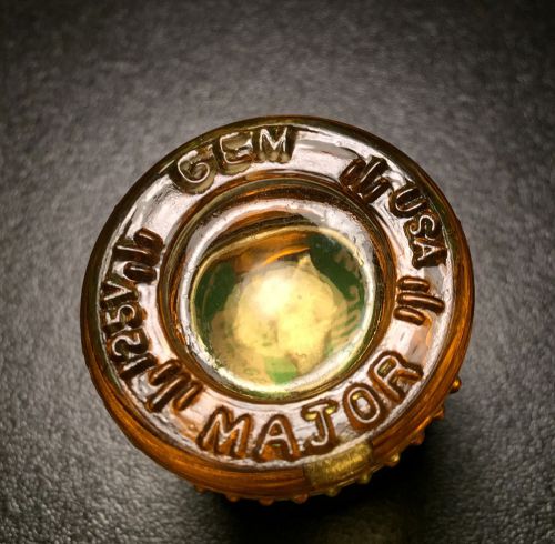 Antique Very Rare Amber Glass Electrical Fuse GEM Major WZ-66 30a 125v Screw In
