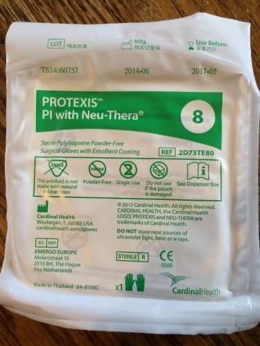 1 Pair PROTEXIS Polyisoprene Pl Sterile Surgical Gloves, SIZE 8, Exp 05/2017