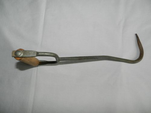 Vintage Hay, Bale, Meat, &amp; Ice Hook with Hexagonal-shaped Shaft &amp; Wooden Handle