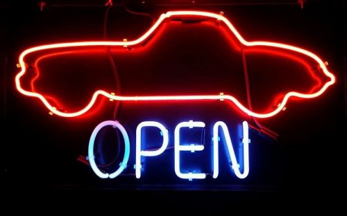 Open corvette rectangle red outdoor neon sign 20&#034; tall x 37&#034; wide x 3.5&#034; deep for sale