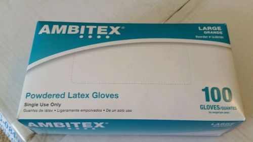 Ambitex LATEX Powdered Examination Gloves  Large - 100ct  non-sterile UNOPENED