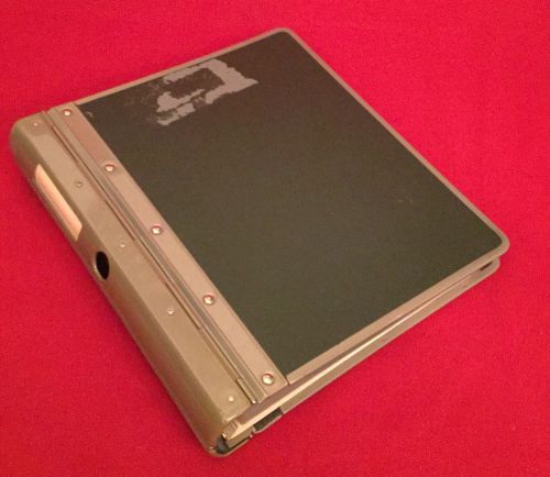 Vintage green metal hinge 2.25 inch industrial office 3 ring binder with rivets for sale