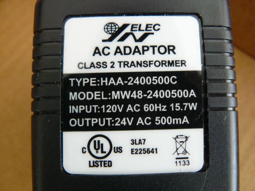 InElec AC Adapter Class 2 Transformer Out: 24VAC 500mA Model MW48-2400500A