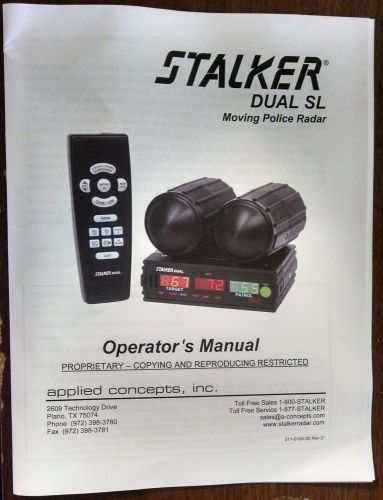 Stalker Dual SL Radar Operator&#039;s Manual