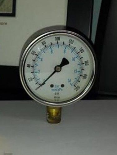 Air Pressure Gauge 0-200 PSI bottom mount 2 1/2&#034; face 1/4&#034;NPT, brass connection