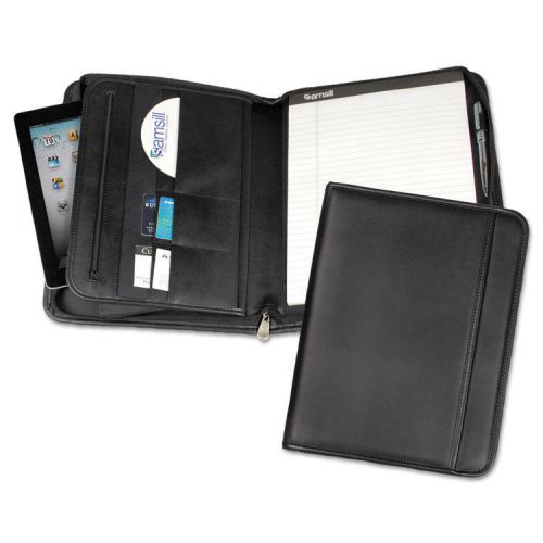 Professional zippered pad holder, pockets/slots, writing pad, black for sale