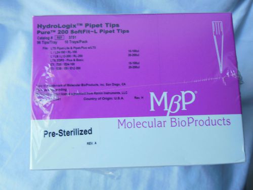 Molecular BioProducts Hydrologix Pure 200 Softfit~L Ref 3751 96 tips / tray