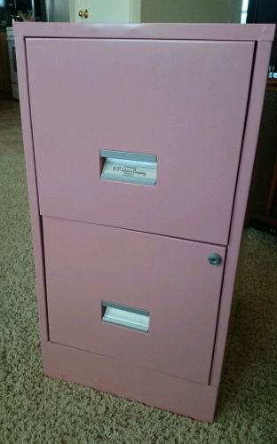 Vintage WP Johnson 2 drawer filing cabinet powder barbie pink office furniture