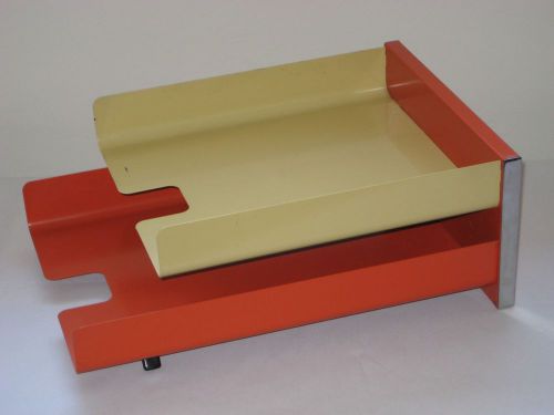 Vtg metal mosler harbor desk top file organizer basket paper tray for sale