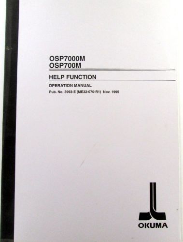 Okuma Help Function Operation Manual OSP7000M OSP 700M