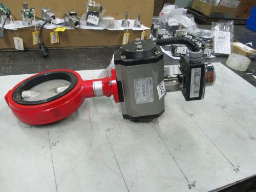 Flow line 6&#034; wafer style butterfly valve w/ max-air actuator &amp; positioner (new) for sale