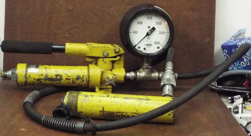 1 USED ENERPAC P18 WITH ENERPAC RC-106 HYDRAULIC HAND PUMP *MAKE OFFER*