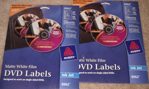 @*~ Two (2x) Avery Dennison AVE8962 DVD Label Packs for Ink Jet Printers ~*@