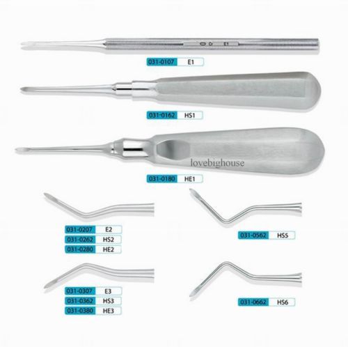 10Pcs KangQiao Dental Instrument Apical Elevators E1 (eight-angle handle)