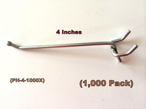 (1000 PACK) American Made 4&#034; Metal Hooks. For 1/8 or 1/4 Pegboard or Slatwall