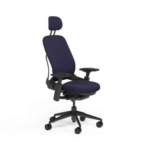 Steelcase Adjustable Leap Desk Chair + Headrest Crocus Buzz2 Fabric Black frame