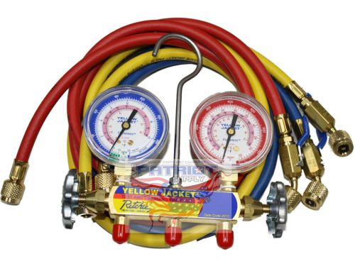 New!! yellow jacket 42715 2 valve manifold w/ 60&#034; plus ii™ kg/cm2/psi, r410a, °f for sale